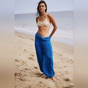 Free People Blue Terry Pants, NWT